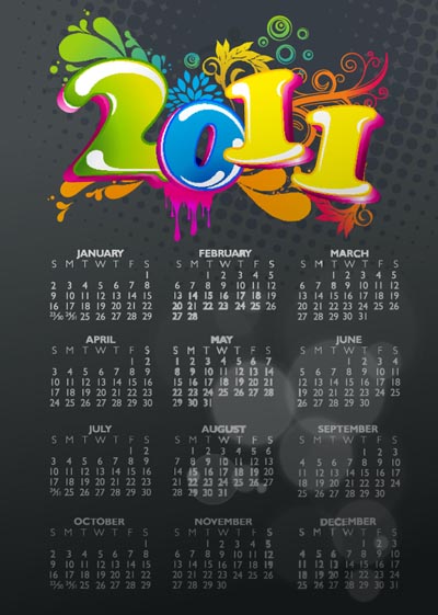 free vector 2011 color calendar template vector